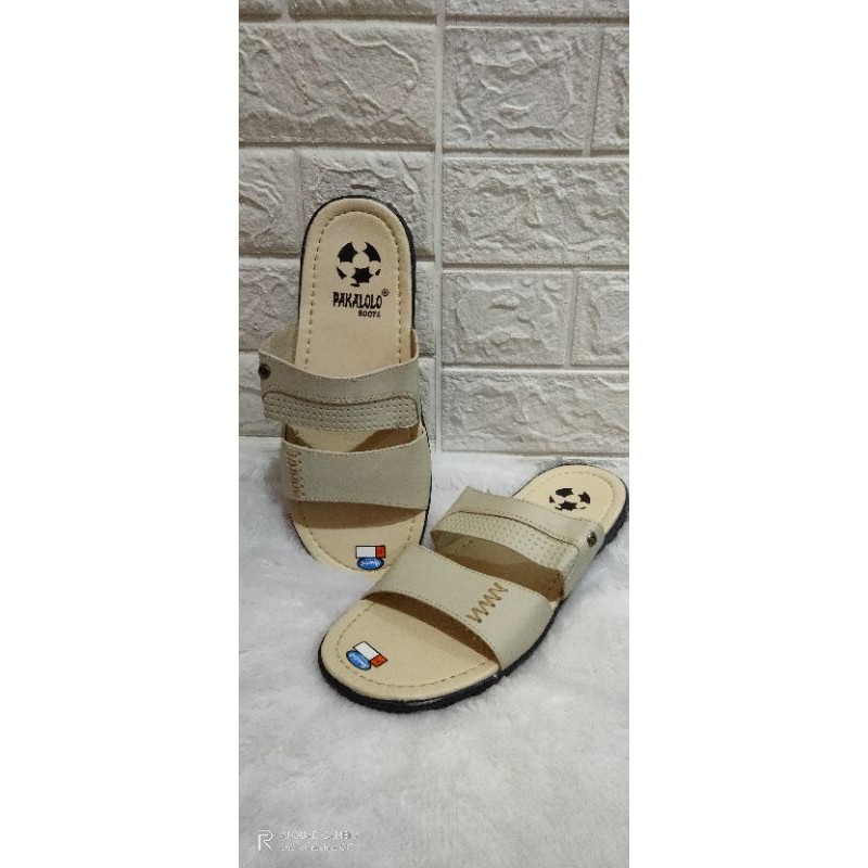 Sandal Pakalolo Pria Original 100% Kulit Asli Motif Selop Terbaru Hitam Tan Coklat Murah | Modern | 