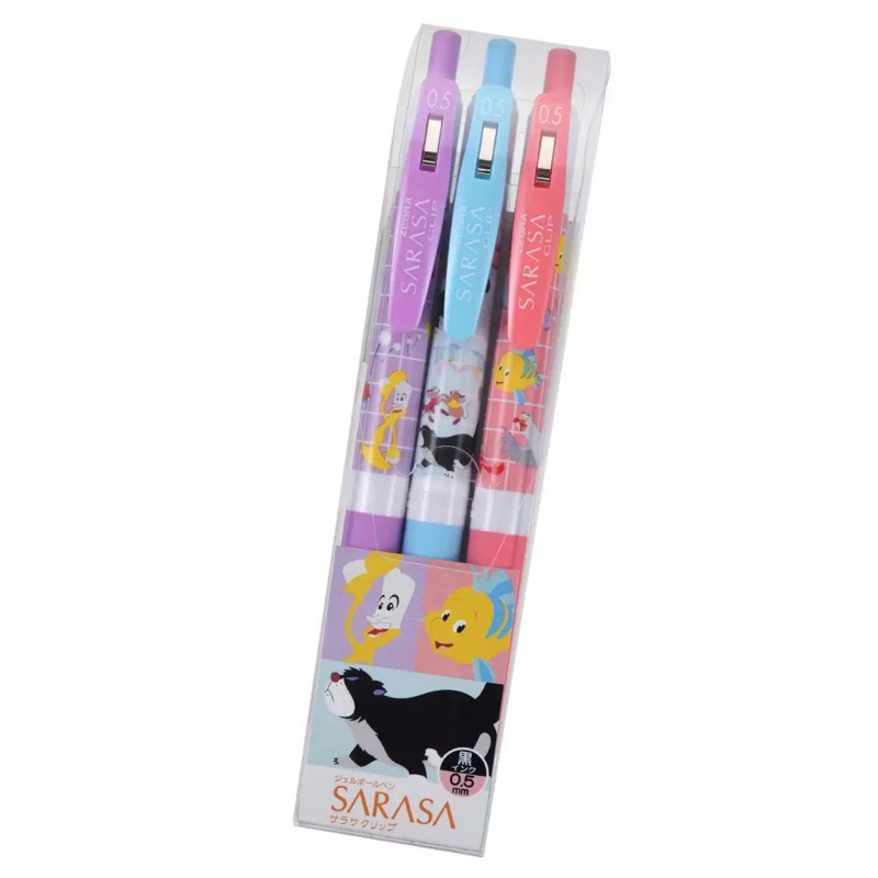 

Zebra Sarasa Disney Characters Beauty and The Beast Lumiere Little Mermaid Flounder Cinderella Lucifer Disney Store Exclusive 0.5mm Gel Ink Pen Limited Edition