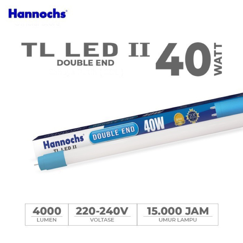 Lampu TL LED II Double End Hannochs 40 Watt (TL 8) (120cm) (Cahaya Putih / 6.500K)