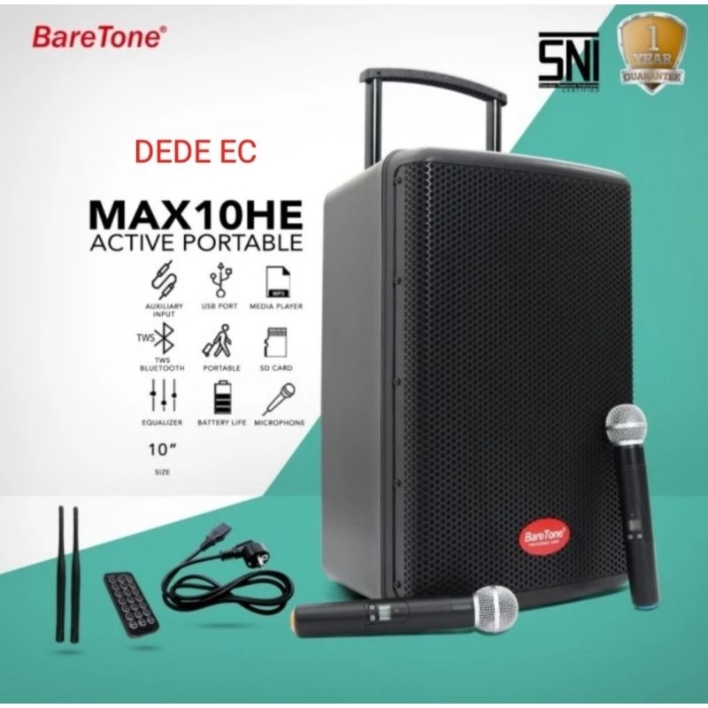 SPEAKER PORTABEL BARETONE MAX 10HE ORIGINAL SPEAKER BARETONE 10 INCH TWS