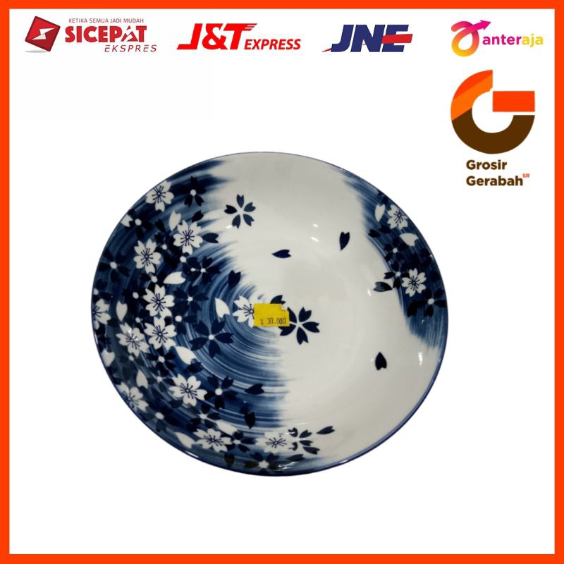 hokita piring soup moonlight 8" sakura blue