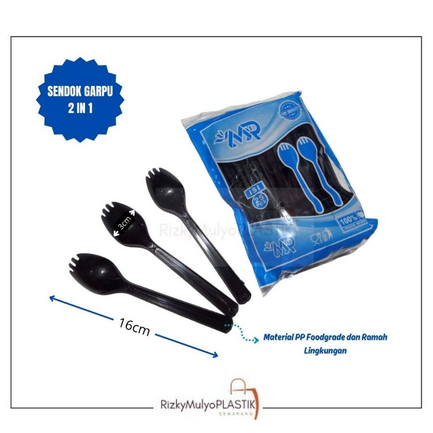 [Isi 25pcs] Sendok Garpu 2in1/ Sendok Garpu/Sendok Plastik/Garpu Plastik