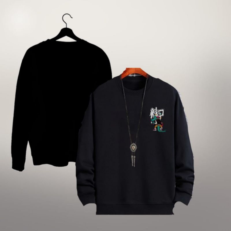 Sweater Crewneck keren B hijau sweater cowok sweater keren simple