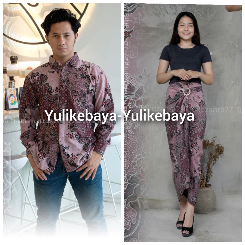 Couple Kemeja Batik Lengan Panjang Mix Rok lilit Batik/Couple Tradisional/Hem Batik
