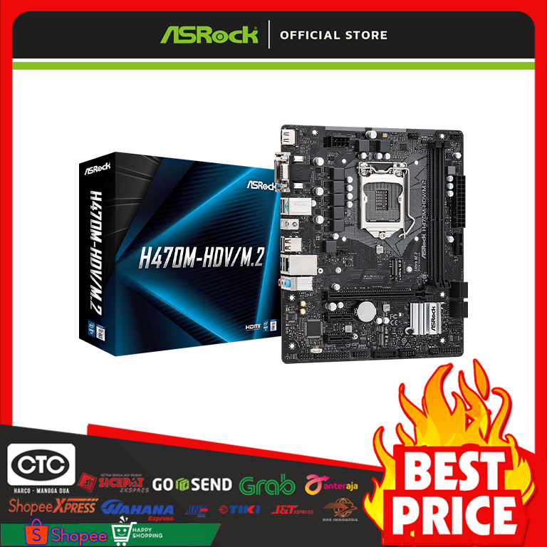 Motherboard ASRock H470M-HDV/M.2 (Intel LGA 1200, Gen 10)