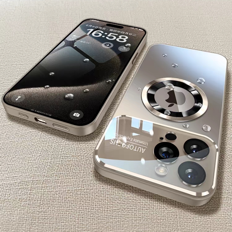 Casing Ponsel Kaca Tempered Buram Matte AG Mewah dengan Pelindung Lensa Case untuk iPhone 15 14 13 1