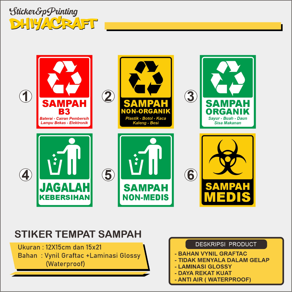 

STIKER SAMPAH B3, STIKER SAMPAH ORGANIK, STIKER SAMPAH ANORGANIK, STIKER JAGALAH KEBERSIHAN, STIKER SAMPAH MEDIS, STIKER SAMPAH NON MEDIS