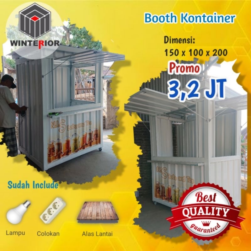 Booth Container / Kontainer / Gerobak Booth / Gerobak Kontainer / Gerobak Galvalum / Booth Bajaringan 150x100x200