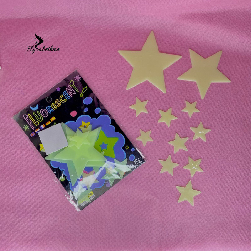 ✿ELYSABETHME✿ (besar) stiker glow in the dark hiasan dinding kamar estetik nyala dalam gelap lampu b