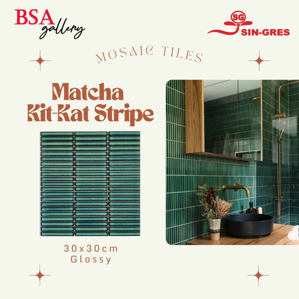 MOSAIC TILE KITKAT PERSEGI PANJANG / KERAMIK MOZAIK DINDING LANTAI