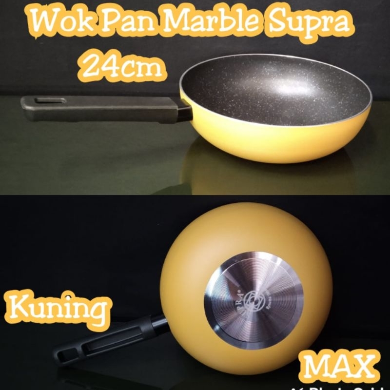 Wok Pan marble Supra 24cm Wok Pan Premium Supra 24cm Kuning Yellow