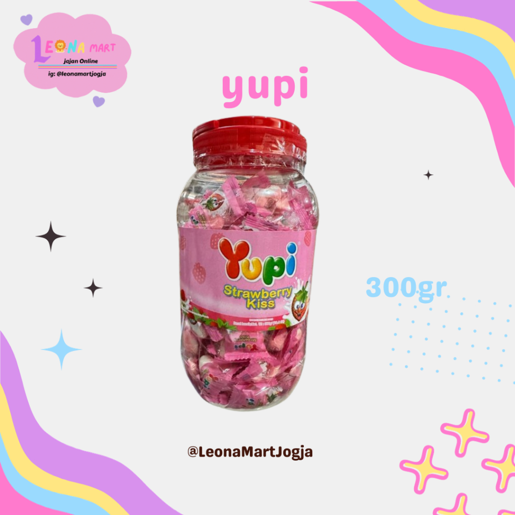 

Yupi toples permen strawberry kiss 300gr