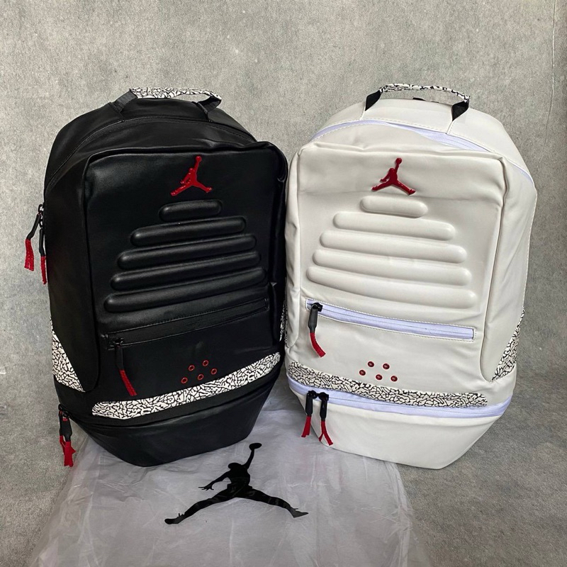 TAS RANSEL KULIT JORDAN RETRO 3 HITAM/PUTIH UNISEX TAS PRIA/TAS WANITA