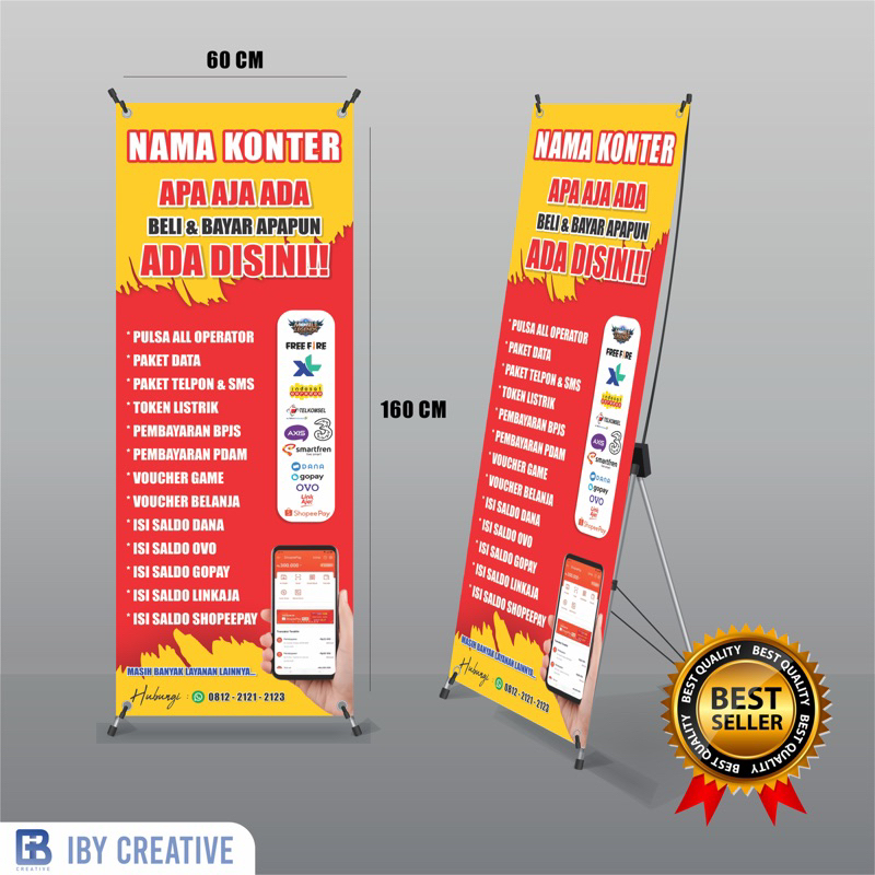 Paket X Banner / Standing Banner Konter Pulsa