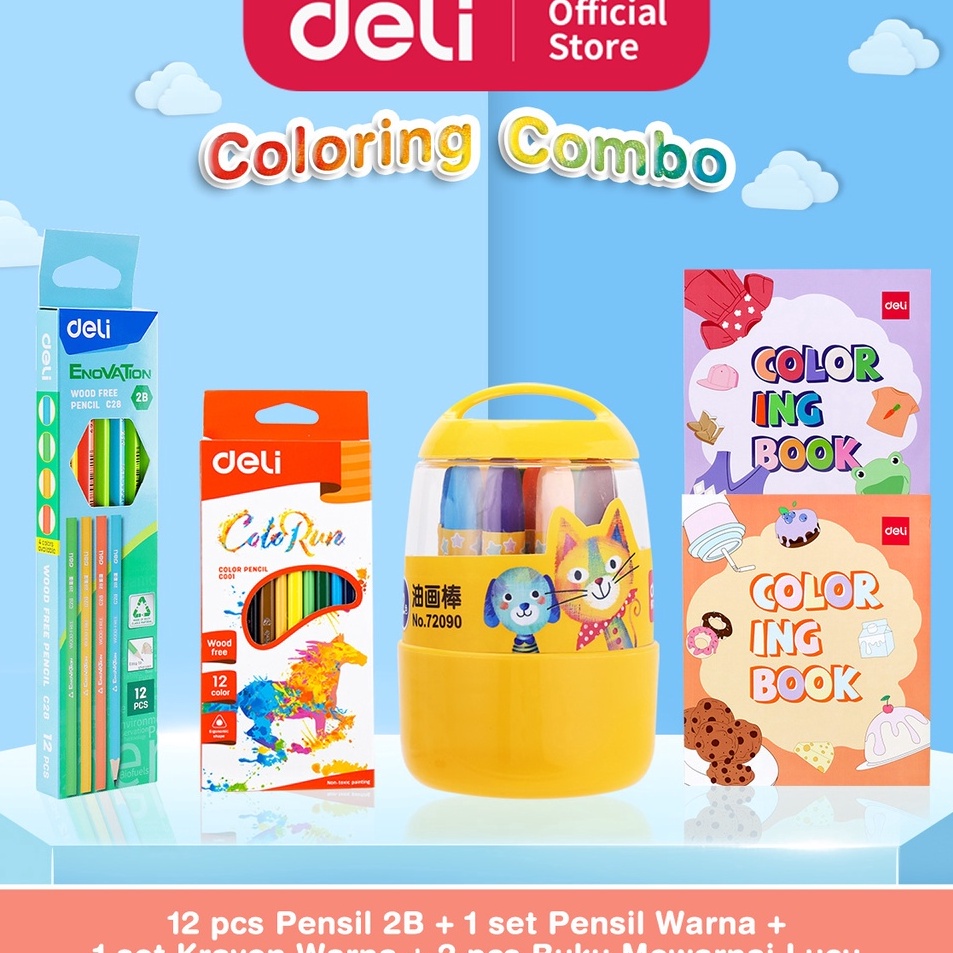

PAKET MEWARNAI LENGKAP Pensil 2B Pensil Warna Krayon Buku Mewarnai
