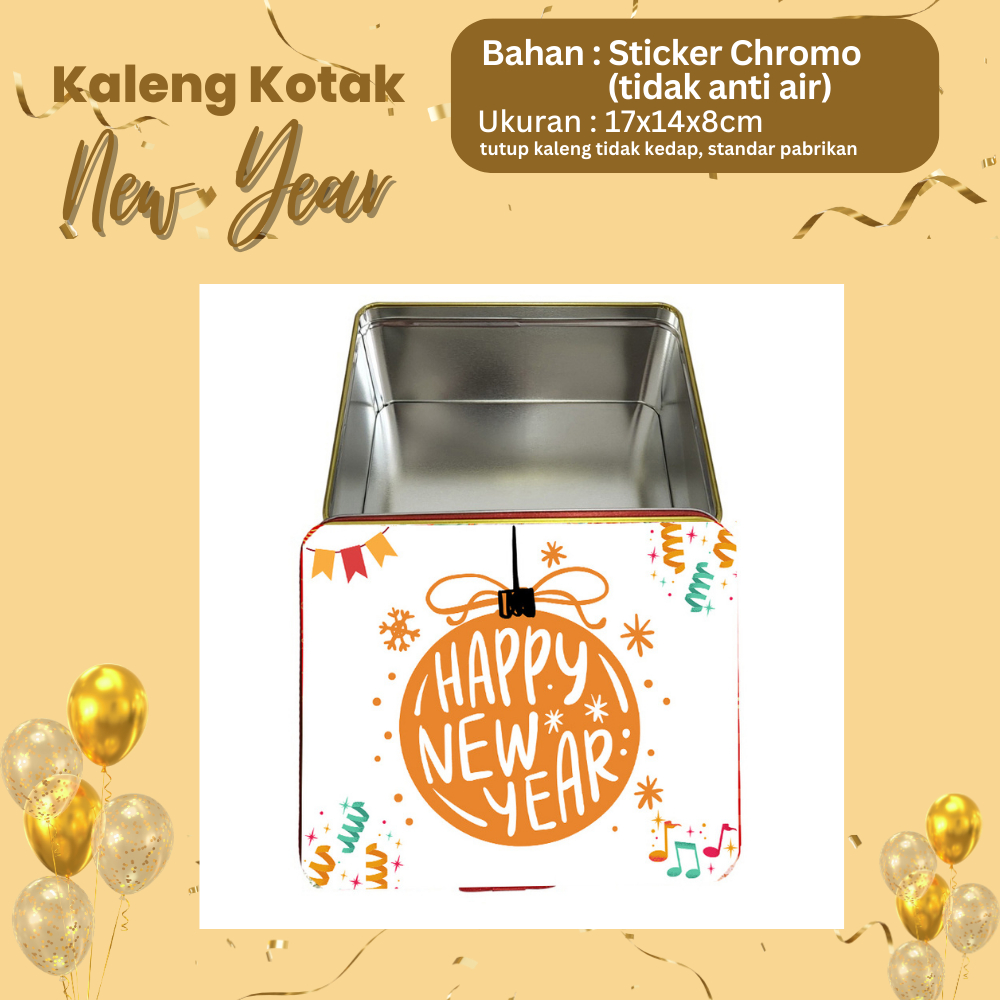 

Box Happy New Year Kaleng Kotak Tahun Baru 2025 Gift Box Hampers 17x14x8 cm by Hapunni