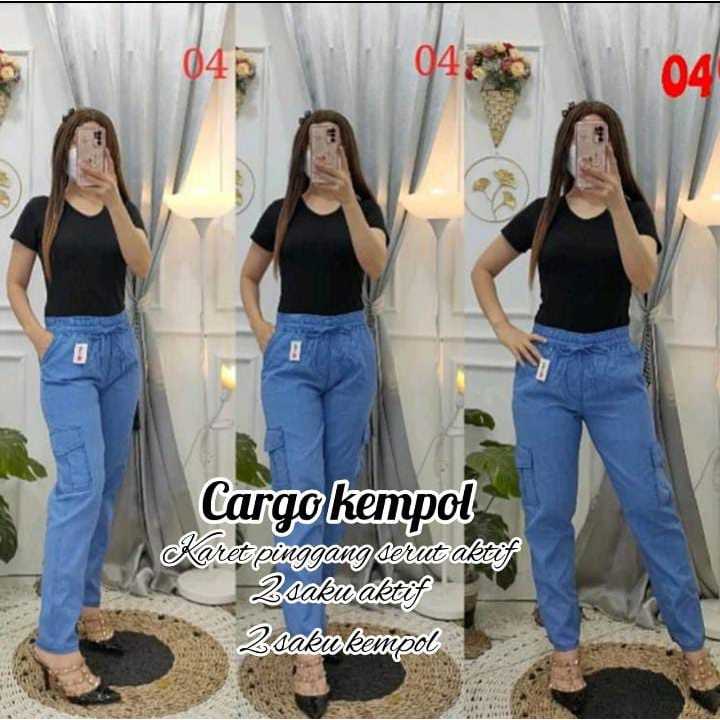 Celana Kargo Cargo Kempol Denim Jeans Baggy Jeans Cargo Wanita Celana Baggy Cargo Cargo Jeans Wanita