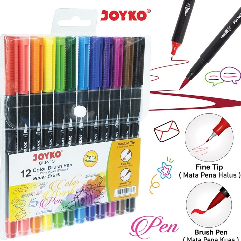 

Ready stock Color Brush Pen Pena Kuas Warna Joyko CLP13 12 Warna Color MZY