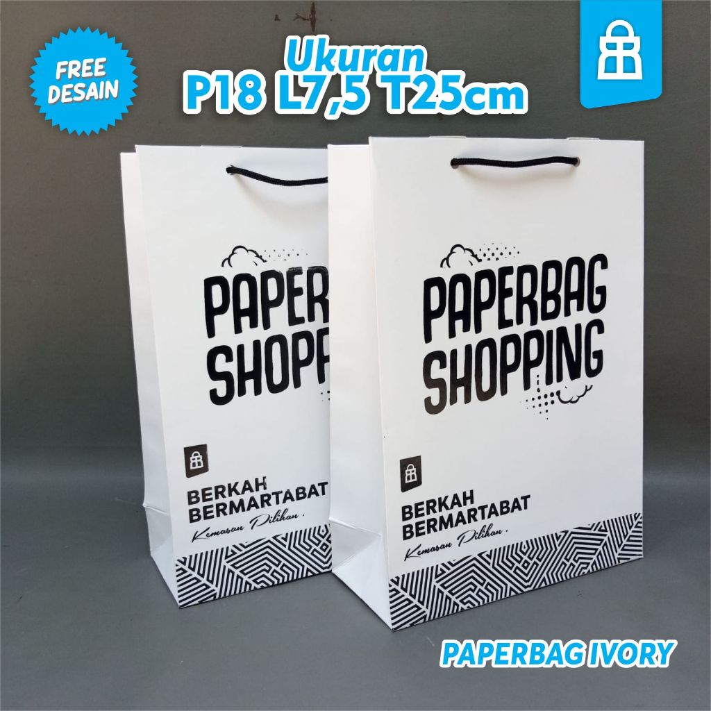 

PAPER BAG IVORY PUTIH OLSHOP, WEDDING FREE DESAIN PXLXT 18*6*24