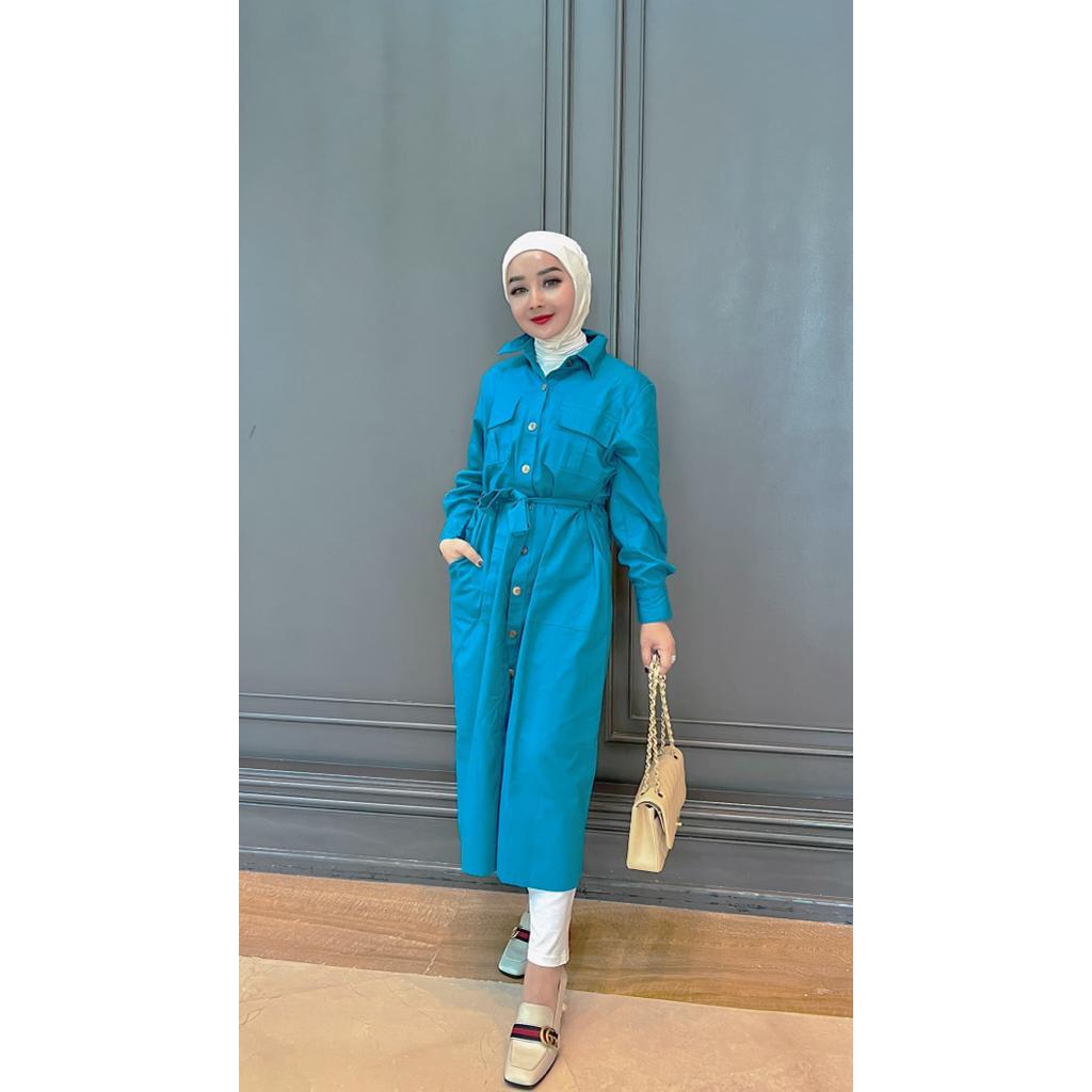Emdaily Wearing / Asma Tunik / One Set Muslimah / Biru Tosca