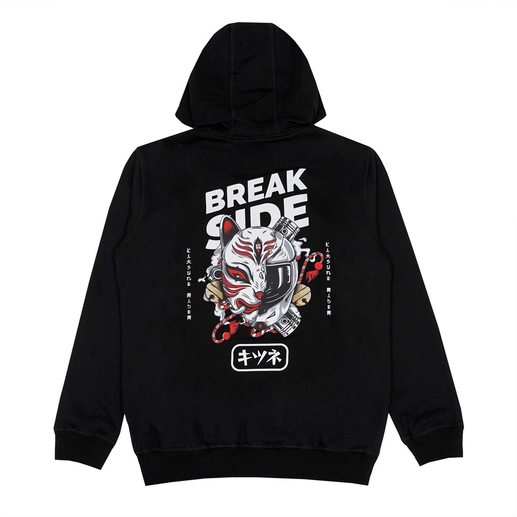 Breakside Hoodie Kitsune Street - Black Hoodie Pria