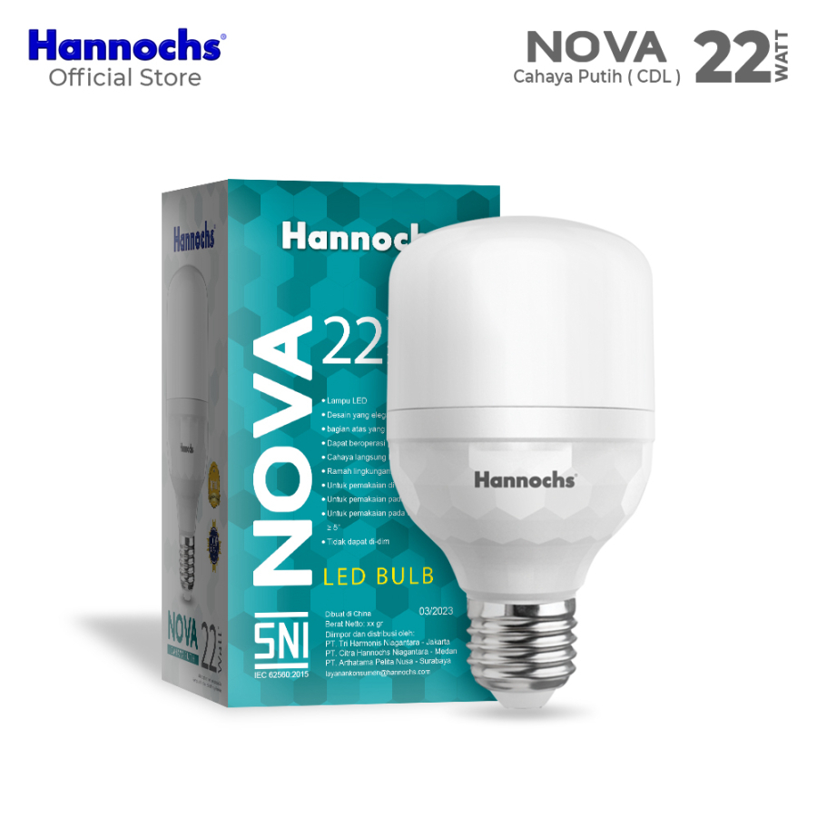 Hannochs Lampu Bohlam LED Nova 22W Cahaya Putih  lampu bohlam led / bohlam led / bohlam lampu bulat