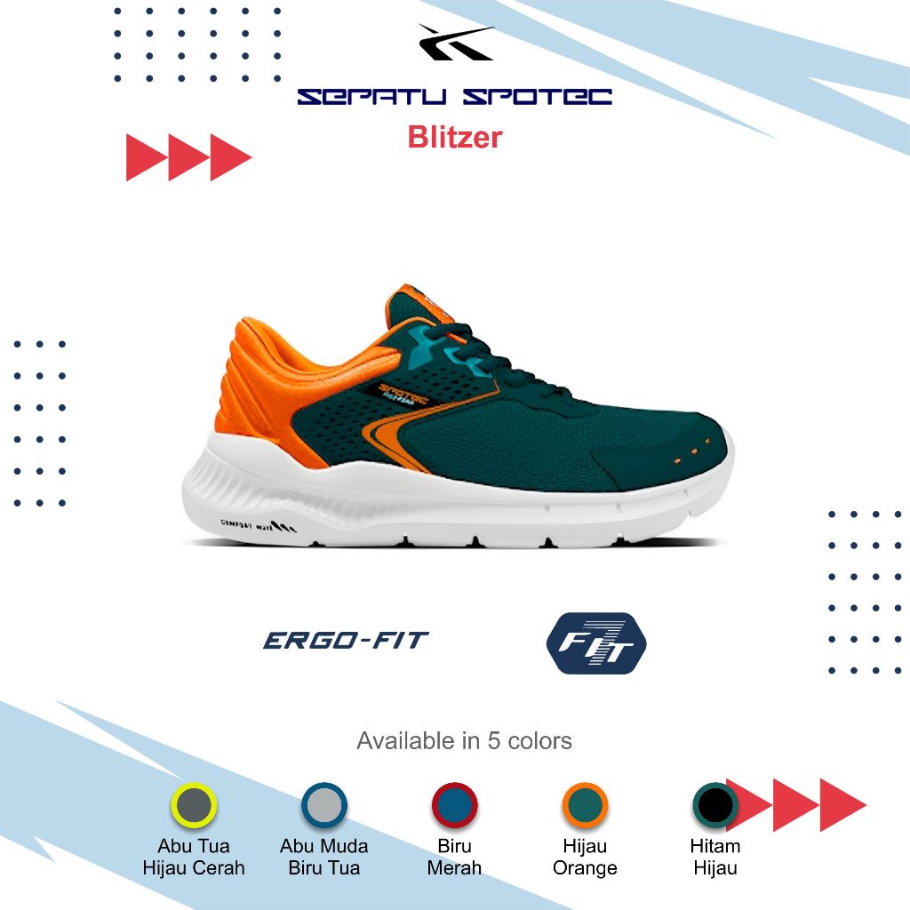 SPOTEC Sepatu Running BLITZER Hijau - Oranye