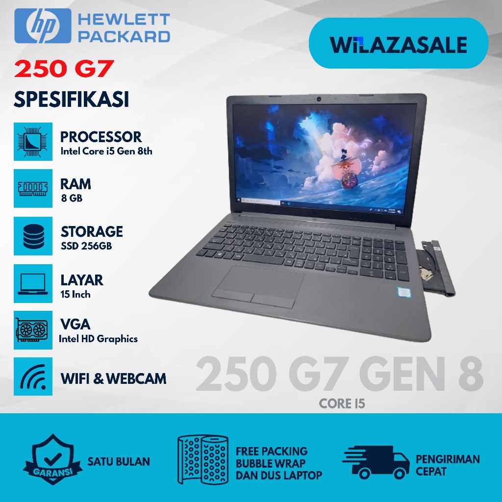 LAPTOP BEKAS MURAH HP 250 G7 Core i5 Gen 8th | Ram8gb Ssd256gb