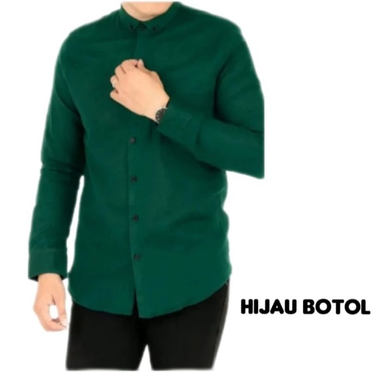 KEMEJA IJO BOTOL/KEMEJA HIJAU BOTOL KEMEJA POLOS HIJAU BOTOL PRIA_KEMEJA PRIA LENGAN PANJANG