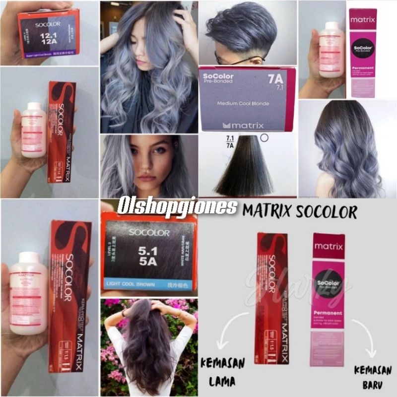 Cat Matrix Socolor 7.1 / 7A / 12.1 / 12A / ASh / gray / Abu abu cat rambut+ Oxydant campuran 6%