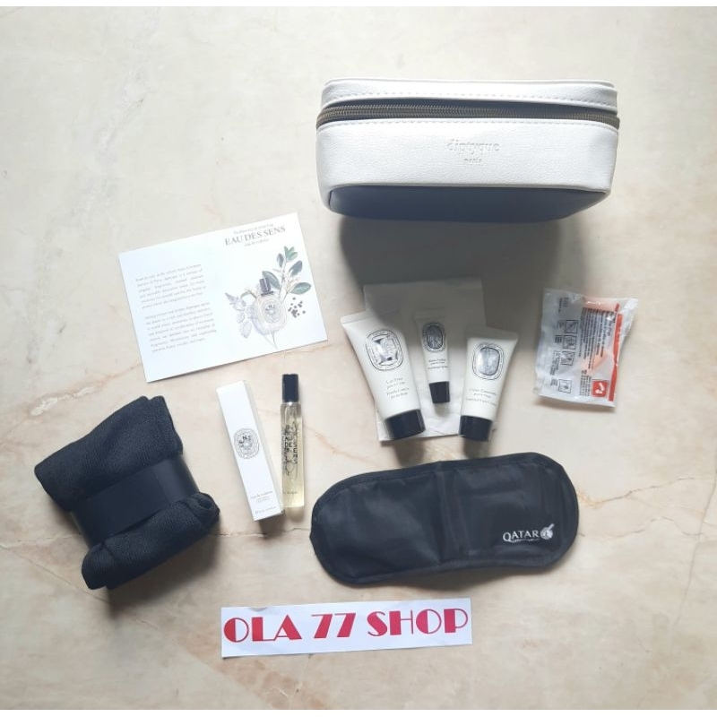Tas Amenity Pesawat Terbang Diptyque Qatar Airlines Kosmetik Tool Kit