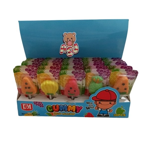 AAA LOLLIPOP GUMMY BOX BIRU ISI 30