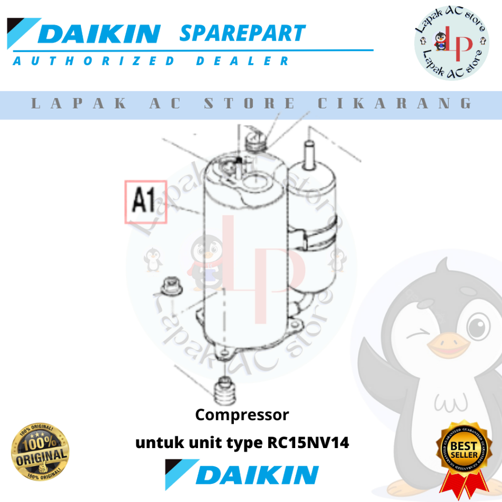 Compressor AC DAIKIN Thailand 1/2 PK RC15NV14