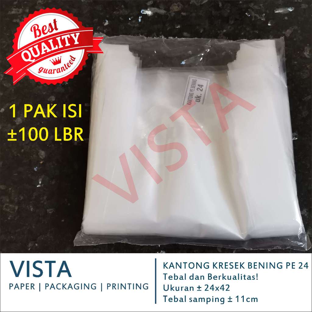 Kantong Kresek Plastik PE Bening Ukuran 24 isi ± 100 TRANSPARAN & TEBAL