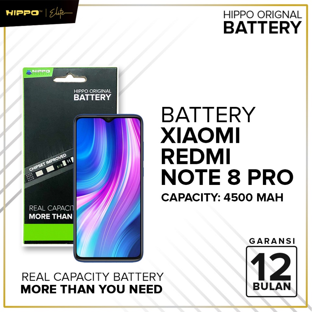 Hippo Baterai ORI 100% BM4J Xiaomi Redmi Note 8 Pro 4500 mAh Battery Batere Batu Batre Batrai HP Garansi Original