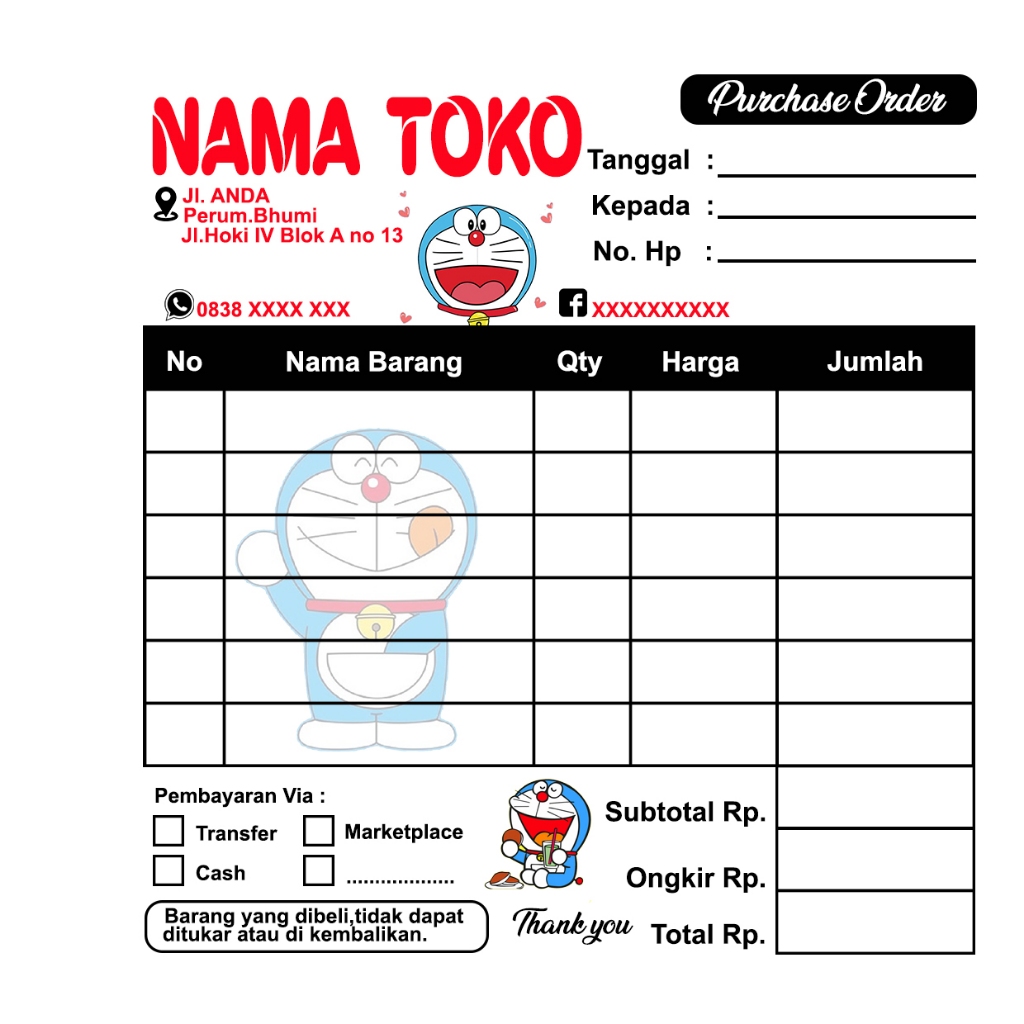 

NOTA CUSTOM olshop UKURAN 1/6 FOLIO uk 10,5 x 10,5 cm (minimal order 6 buku)