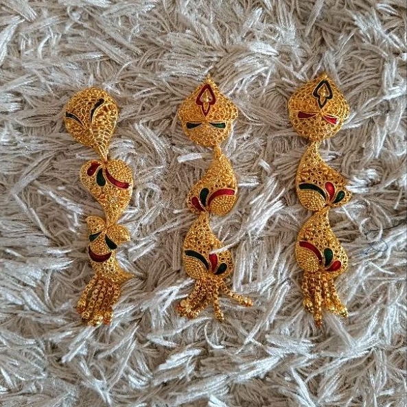 Bros Dubai Gold 3 Susun Elegan | Aksesoris Hijab & Kebaya Kutubaru Mewah Ukuran 11x 2,5 cm