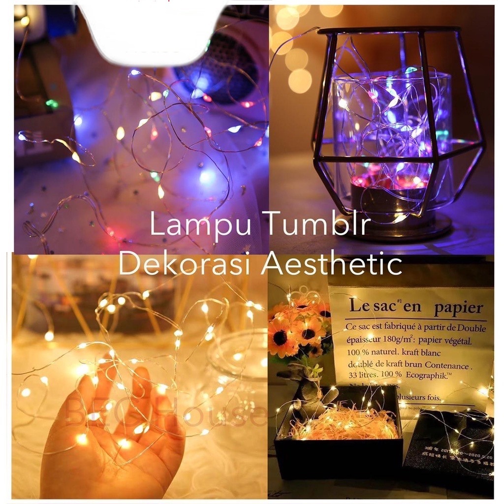 [1 Meter] 10 Lampu Tumblr LED Dekorasi Kamar Kelap Kelip 3 Mode - FREE BATERAI