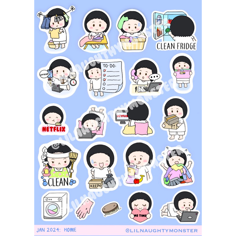 

LILNAUGHTYMONSTER Sticker Daily Home Edition Glitter A6 Kiss Cut
