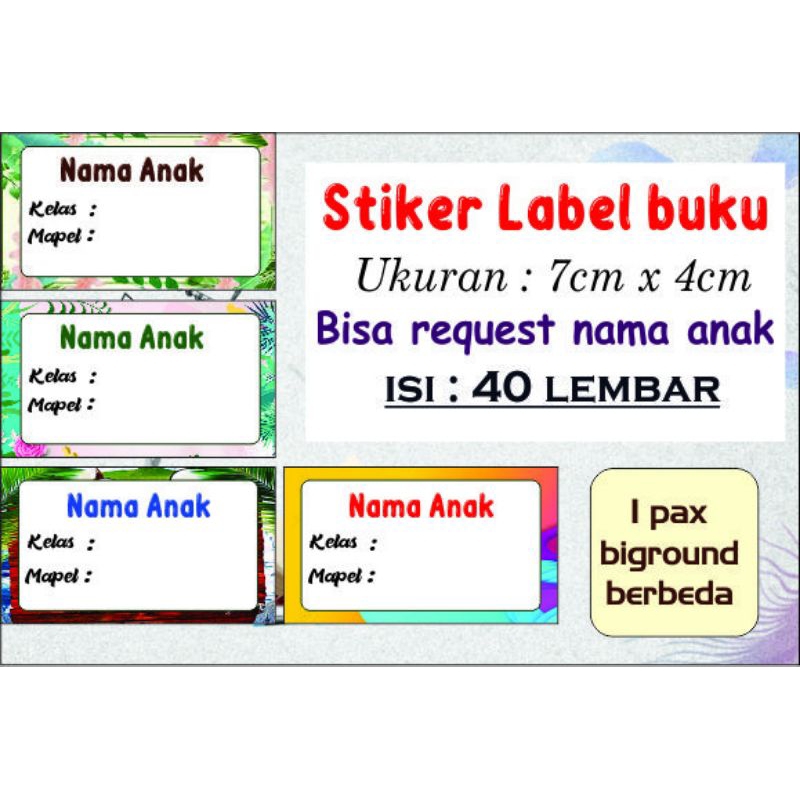 

stiker mapel | stiker buku Bisa request nama (-+40pcs)