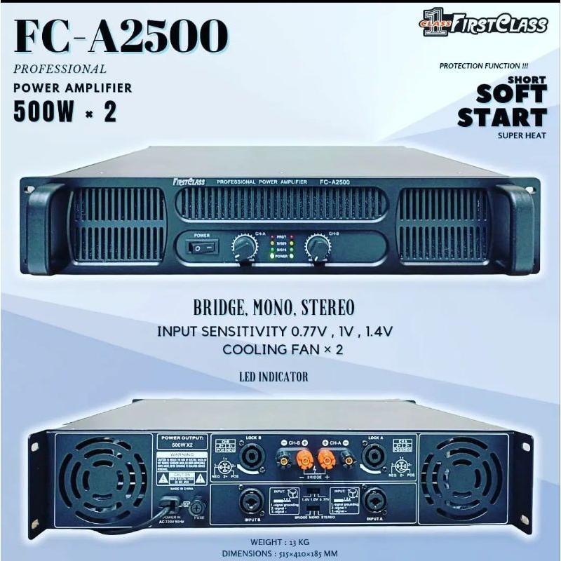 Power Audio Amplifier Firstclass FC A2500 Professional Power Amplifier Firstclass FC A2500