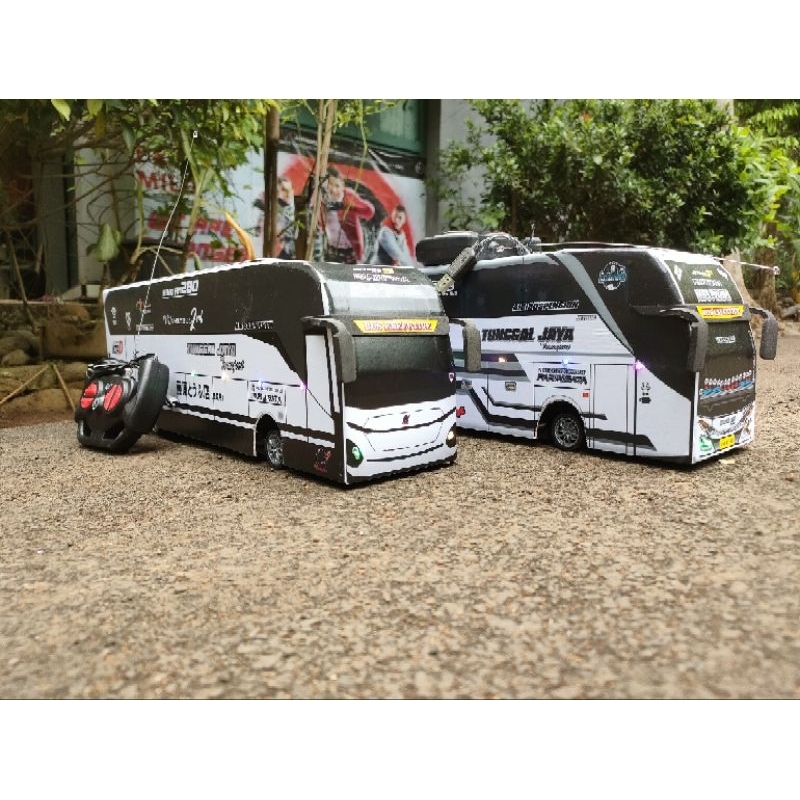 Miniatur bus telolet basuri remot control mainan rc full aksesoris lampu rgb