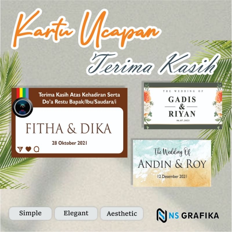 KARTU UCAPAN TERIMAKASIH / THANK CARD / KARTU SOUVENIR PERNIKAHAN / KHITANAN - HARGA EKONOMIS