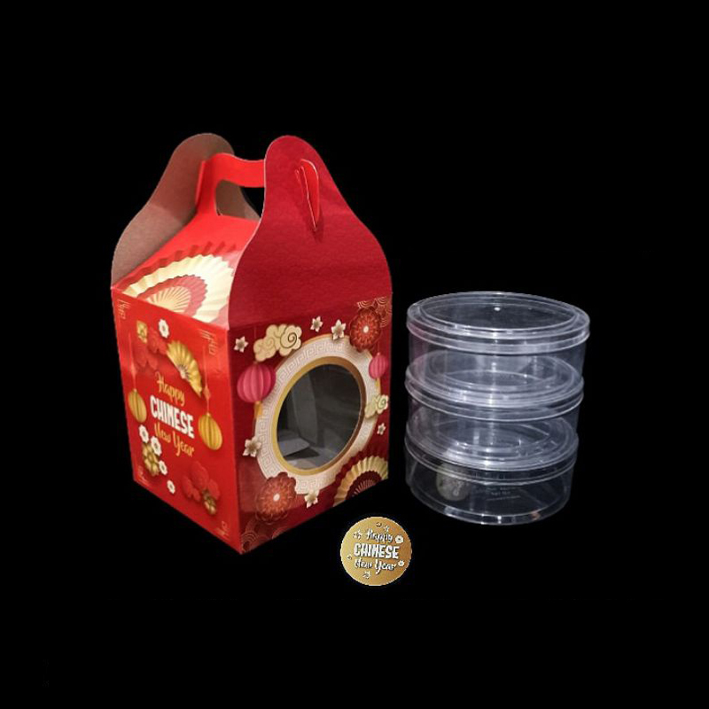 

( 5pcs ) Box Tenteng Imlek isi 3 Toples 250gr Kardus Kue Kering Chinese New Year Tahun Baru China Naga