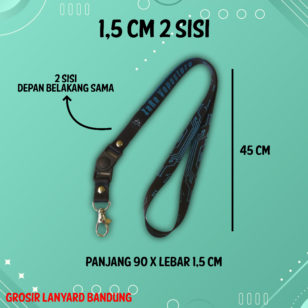 

COSTUM LANYARD UKURAN 1,5 CM lanyard print sublim full color tali id card cetak ful color
