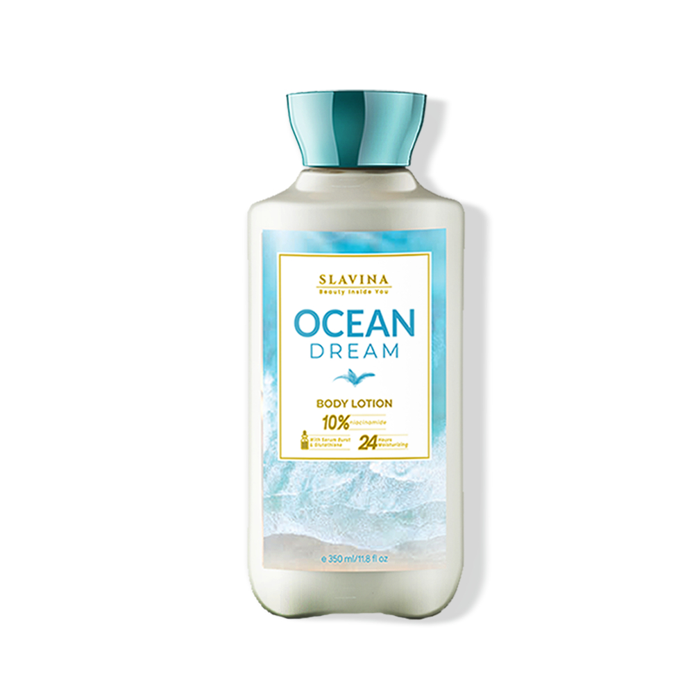 SLAVINA Body Lotion Ocean Dream + First Kiss (All Time Fresh) by Nagita Slavina - 10% Niacinamide with Serum Burst Glutathione Moisturizing Whitening