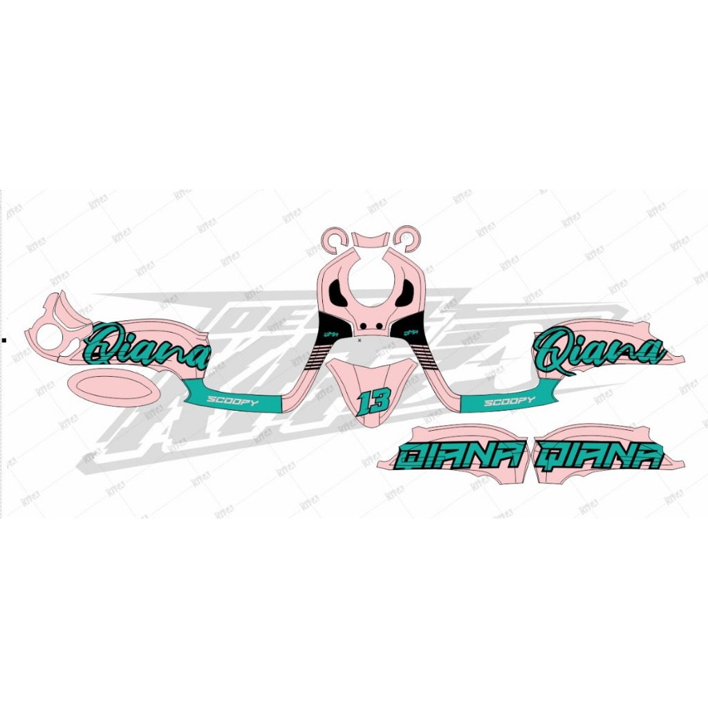 Decal stiker New Scoopy 2021 desain warna hitam pink pastel black pink pastel simpel D-U4-027