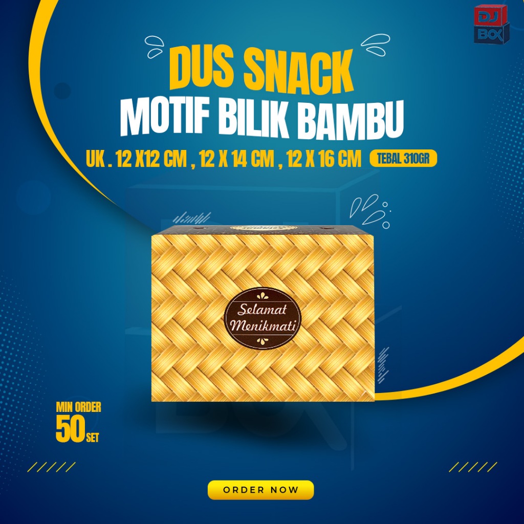 Dus Snack Model GS Motif Bilik Bambu Tanpa Laminasi. Minimal order 50 PCS/ 50 lembar