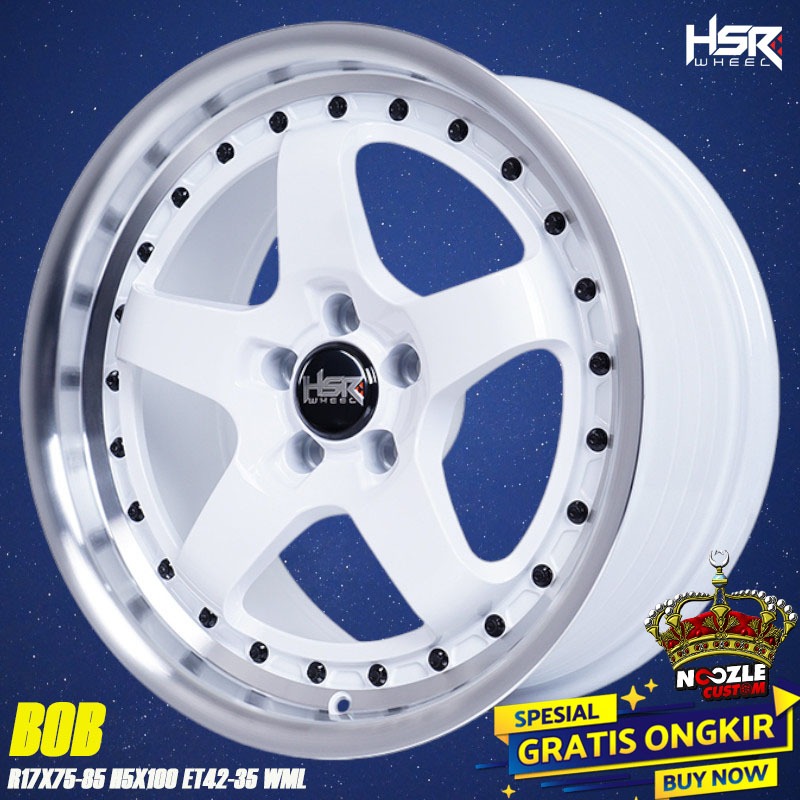 Velg Mobil Palang 5 Ring 17 Warna Putih Pelek Racing HSR Baut 5 PCD 100 Terbaru