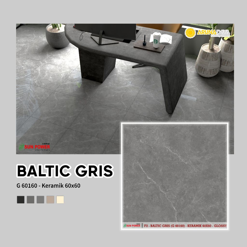 KERAMIK LANTAI SUNPOWER BALTIC GRISS UKURAN 60X60CM